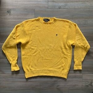 Vintage 90s Ralph Lauren Men’s Knit Crewneck Sweater Size XL Yellow